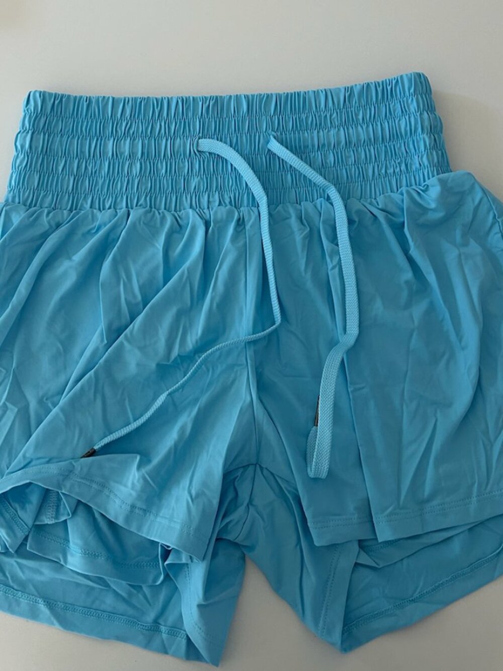 Women's Light Blue Flowy, High Waist Athletic Shorts with Pocket NWOT